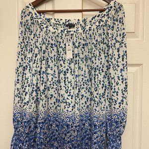 Talbots Floral Long Sleeve Dress Blouse NWT, Size Large